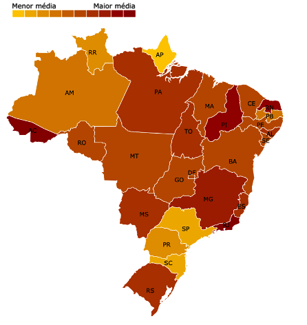 Mapa do Brasil com o preço da gasolina